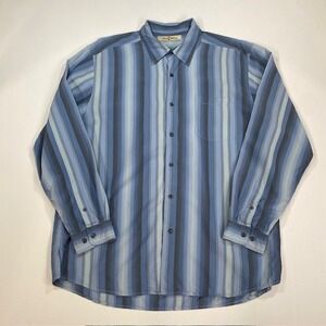 Tommy Bahama Silk Striped Long Sleeve Button Up Shirt Men's Size L Blue